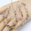 4 Colors 925 Silver Bridal Jewelry Sets For Women Cubic Zirconia Earrings Bracelet Rings Necklace Pendant