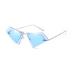 SHAUNA Unique Rimless Women Diamond Sharp Sunglasses Fashion Double Lens Cat Eye Men Red TintedClear Lens Shades UV400