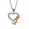 Heart Love Crystal Lines Stainless Steel Pendants Necklaces