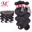 Moko Hair Brazilian Virgin Hair Body Wave Lace Frontal Closure 4 Bundles with 13X4 Closure Human Hair Weaving Hair Extensions