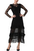 Sheer Lace Mesh Ruffles Layered Women Long Dress Homecoming Dress