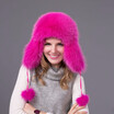 FURART hot warm autumn&winter female Fox fur bomber hat snow cap fur womens hat ladies leather ear caps