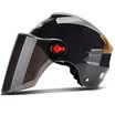 Knight QISHI motorcycle helmet male electric battery bicycle helmet mens half helmet summer helmet sunscreen long lens reflective taillights black code