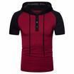 Mens Fashion Casual Breathable Hooded Short Sleeve Contrast Color Slim Fit T-Shirt