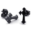 Hpolw Mens Stainless Steel Cross Stud Earrings Black