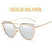 Cat Eye vintage Brand designer rose gold mirror Sunglasses For Women Metal Reflective flat lens Sun Glasses Female oculossend box