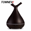 TOMNEW 400ML Humidifiers Ultrasonic Timing Aroma Diffuser Aromatherapy Essential Oil Diffuser Wood Grain with Light for Home Spa