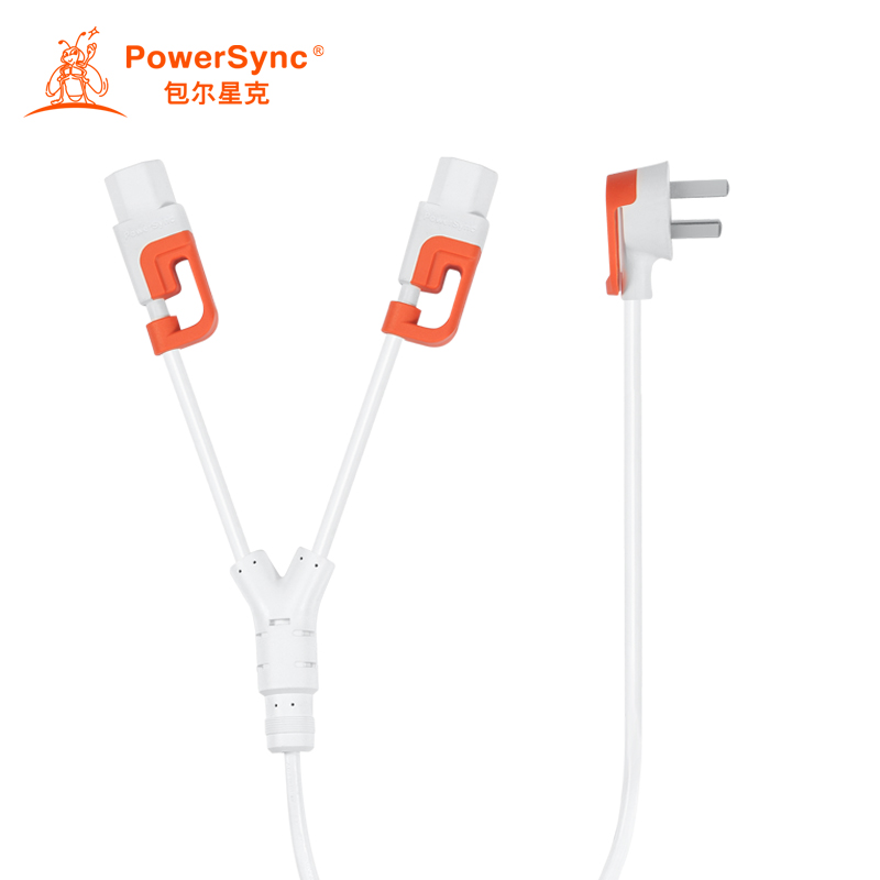 Bao Er Xingke computer host display one minute two power cord 90 degrees three plug to 180 degrees one support two words tail white orange 2 meters 3PG-MP00001 MPFB9020
