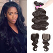 8A Malaysian Virgin Human Hair Body Wave Bundles With 44 Middles Part Lace Closure 100 Unprocessed Virgin Human Hair