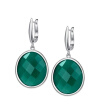 244Ct Natural Green Onxy 15x18mm Oval Shape 925 Sterling Silver Dangle Earrings