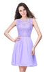 A-Line Short Sleeveless Bateau Chiffon Ruffles Lace Top Prom Dresses