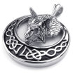 Hpolw New European Mens Stainless Steel Black Celtic Knot Pendant Silver Dinosaur Head Necklace with 18-26 inch Chain