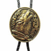Vintage Bronze Plated Western Wolf Bolo Tie Wedding Leather Necklace