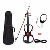 44 Wood Maple Electric Violin Fiddle Stringed Instrument with Ebony Fittings Cable Headphone Case for Music Lovers Beginners Dura