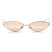 SHAUNA Unique Double Color Lens Women Small Cat Eye Sunglasses Ins Popular Men Mirror Coating With Stripe Lens Glasses UV400
