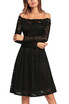 Vintage Lace Off the Shoulder Long Sleeve A Line Pleated Dress Homecoming Dress