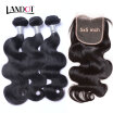 8A Size 5x5 Lace Closure With 3 Bundles Peruvian Body Wave Virgin Hair 4 Pcs Lot 100 Human Hair Weaves And Closures Natural Black