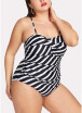 2018 Plus Size Striped Shoulder Strap Sleeveless One Piece Swimsuit