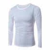 Summer Spring Simple Shirt Long-sleeved Round Neck Mens Casual Slim Pure Color T-shirt