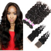 Glary Indian Hair Bundles Virgin Hair Natural Wave 8A Unprocessed Human Hair Weaves 3 Bundles with Closure Natural Black Color