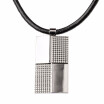 Mens Stainless Steel 4-Sides Spines Pattern Rectangle Pendants