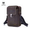 BULLCAPTAIN Crazy horse leather Male Waist Packs Phone Pouch Bags Waist Bag Mens Small chest Shoulder Belt Bag small back pack