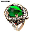 Unique Big Natural Stones Vintage Ring Indian Jewelry Antique Gold Color Turkey Ethnic Wedding Rings Bijoux Anillo Gift 2018 New