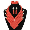 Bib Style African Beads Jewelry Set Crystal Handmade Beaded Nigerian Wedding Dubai Bridal Necklace Bracelet Earring Jewelry