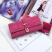 2018 New Lovely Lady Purse Simple Small Zero Purse Women with A Button Grinding Sand Leather Card Class Student Wallet