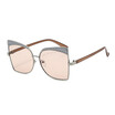 SHAUNA Glittery Eyebrow Oversize Women Square Sunglasses Fashion Metal Frame Tea Champagne Sun Glasses UV400