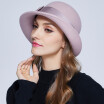 Winter Warm Wool Hat Female Vintage All-match Elegant Hat Girls Fashion Wool Fedoras Hat Wide Brim Church Cap B-7329