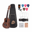 TOM TUC-700 23" Acoustic Concert Ukulele Ukelele Kit Acacia Wood with Carrying Bag Cleaning Cloth Celluloid Picks