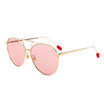 SHAUNA Oversize Double Bridges Women Round Sunglasses Unique Ladies Clear Red Lens Shades UV400