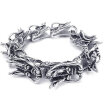 Hpolw Heavy Wide Stainless Steel Gothic Dragon Biker Mens Bracelet Black Silver 9 Inch