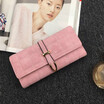 2018 New Lovely Lady Purse Simple Small Zero Purse Women with A Button Grinding Sand Leather Card Class Student Wallet