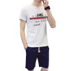 Damaizhang Brand Men Summer Short Sleeve Shirt With Short Pants Letter Printed Fashion T-shirt Cotton Casual Tee