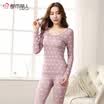 Urban beauty underwear womens warm suit bottoming round neck lace thin section printing seamless close-fitting autumn clothes long pants 2W7309 shrimp red code