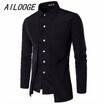 MenS Shirts 2018 Long-Sleeved Casual Fake Two Pieces Chemise Homme Solid Arrival Dress High Quality MenS Shirts XXL