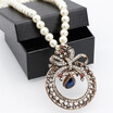 Brand Design Turkish Women Round Pendant Necklace Antique Gold Color Beads Hollow Flower Bow Long Ethnic Banquet Jewelry Gift