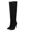 IDIFU Womens Trendy Vivid Color Stiletto High Heel Pointed Toe Faux Suede Pull on Skinny Above the Knee Long Boots