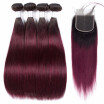 HCDIVA 1B99J Dark Roots Ombre Brazilian Hair Straight 4 Bundles With Closure Ombre Human Hair Bundles With Lace Closure Virgin