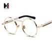 SHAUNA Classic Round Steampunk Sunglasses 9 Colors Retro Metal Springs Decoration ReflectiveClear Lens Punk Eyewear