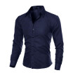 Mens Cotton Dress Shirt Long Sleeve Button Classic Collar Fit Solid Color Size M-5XL