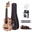 21" Acoustic Wooden Soprano Ukulele Ukelele Uke Spalted Maple Wood Carbon String