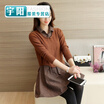 Spring new Korean version of the fake two-piece loose long-sleeved shirt sweaters skirts skirts hair Mao womens tide