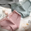 Yu Zhaolin Ms Womens Underwear Womens Cotton Mid-Waist Girls Briefs Cute Cartoon Campus Wind M4 Lake Blue Bean Paste Pure White M-code