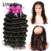 8A 360 Lace Frontal Closure With 3 Bundles Cambodian Virgin Human Hair Weave Deep Wave Curly 4Pcs Lot Natural Black Hair Extension