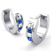 Hpolw Mens Womens Cubic Zirconia Stainless Steel Stud Huggie Hoop Earrings Set Blue Silver