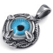 Hpolw Stainless Steel 316L Black Dragon Claw Pendant Blue Color Devil Eye Mens Jewellery Crystal Necklace18-26 inch Chain