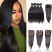 8A Grade Mongolian Virgin Hair 4 Bundles With 4x4 Closure Straight Hair Thick Hair Bundles Nice Pattern Top Quality